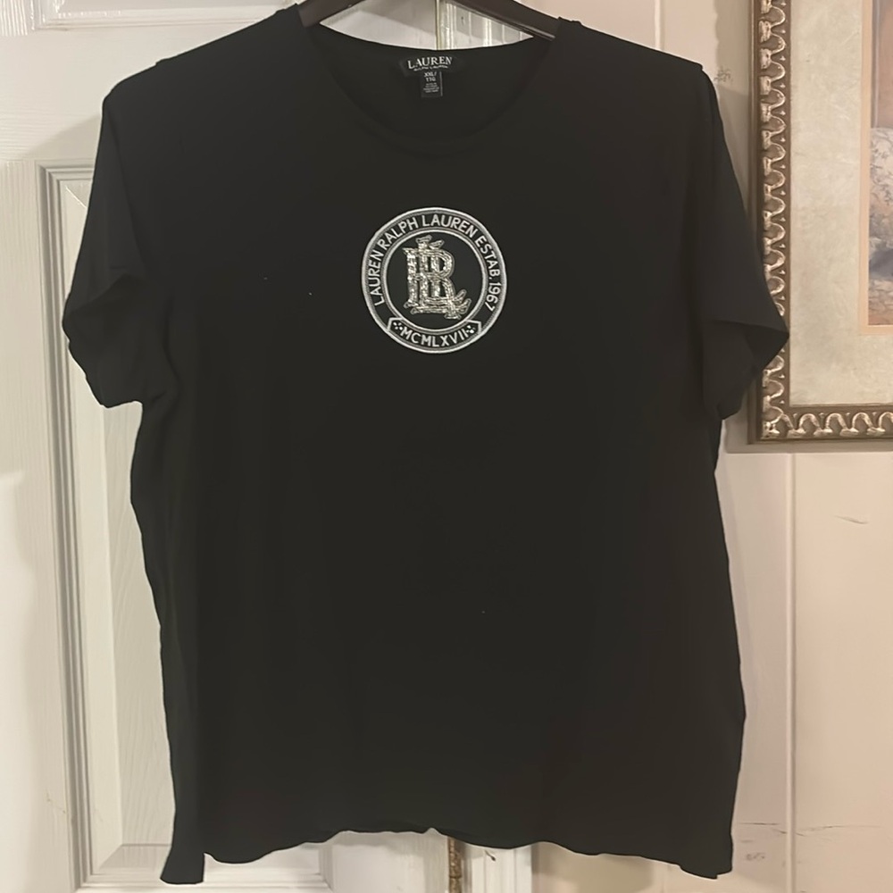 Lauren by Ralph Lauren beaded black T-shirt. Excellent condition.